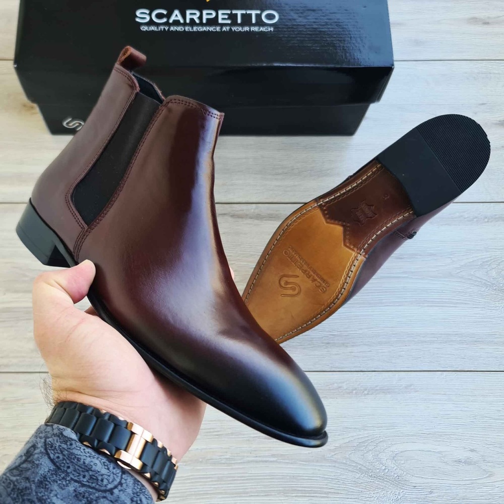 Giovanni Burgundy Men's Chelsea Genuine Leather Boots